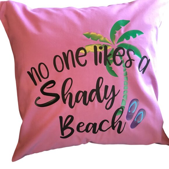 Handmade Beach Pillow Cover: Whimsical Ocean Décor, Eco Friendly, 18 x 18 - Picture 1 of 8